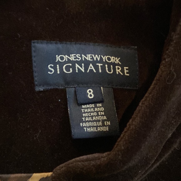 Brown Jones, New York signature suede jacket with cheetah print inside - Picture 2 of 4